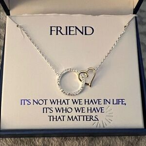 🆕 Elegant Silver Plated and Gold Heart Necklace with Genuine Crystals